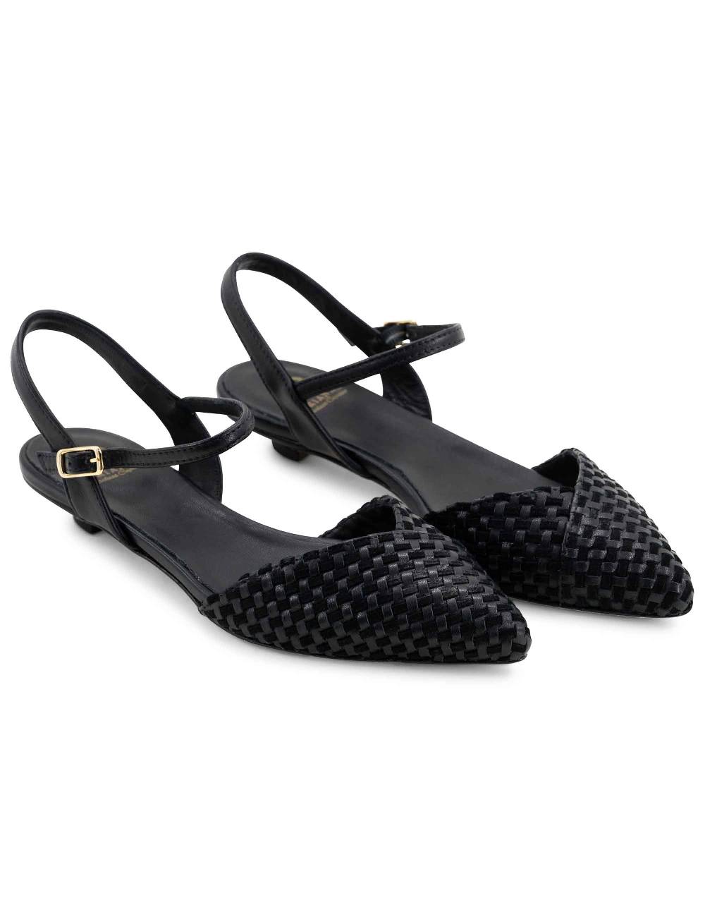 L'ARIANNA Ballerine BL1488/rt da donna in camoscio e pelle nera con cinturino alla caviglia L'Arianna Officina