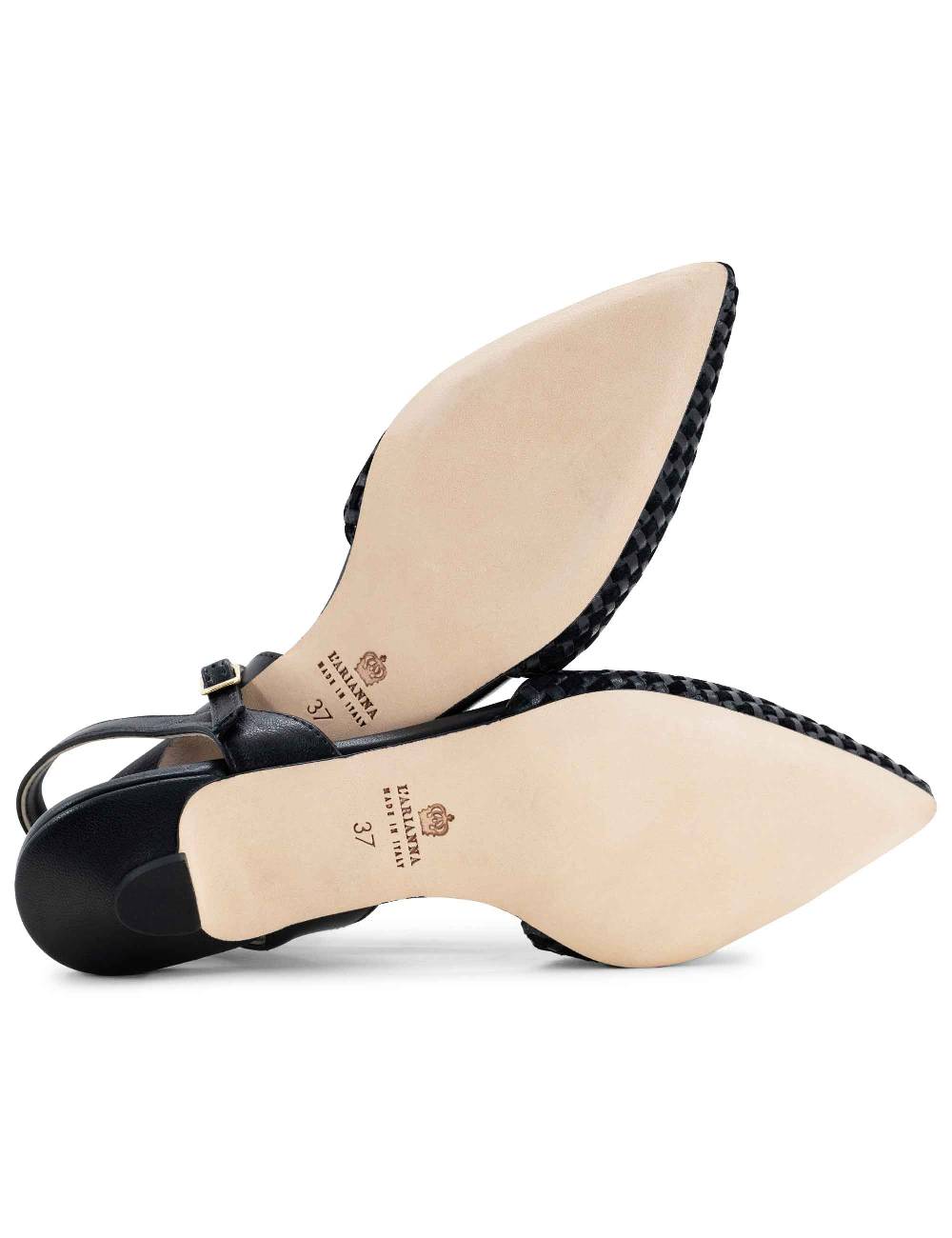 L'ARIANNA Ballerine BL1488/rt da donna in camoscio e pelle nera con cinturino alla caviglia L'Arianna Officina