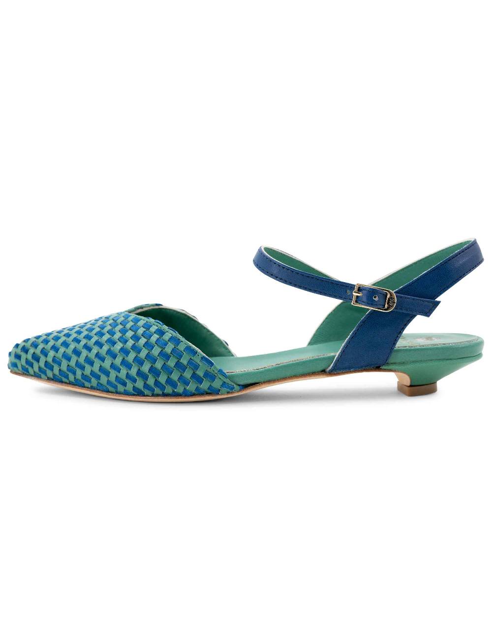 L'ARIANNA Ballerine BL1488/rt da donna in pelle verde e camoscio oceano con cinturino alla caviglia L'Arianna Limitato a 3 giorni