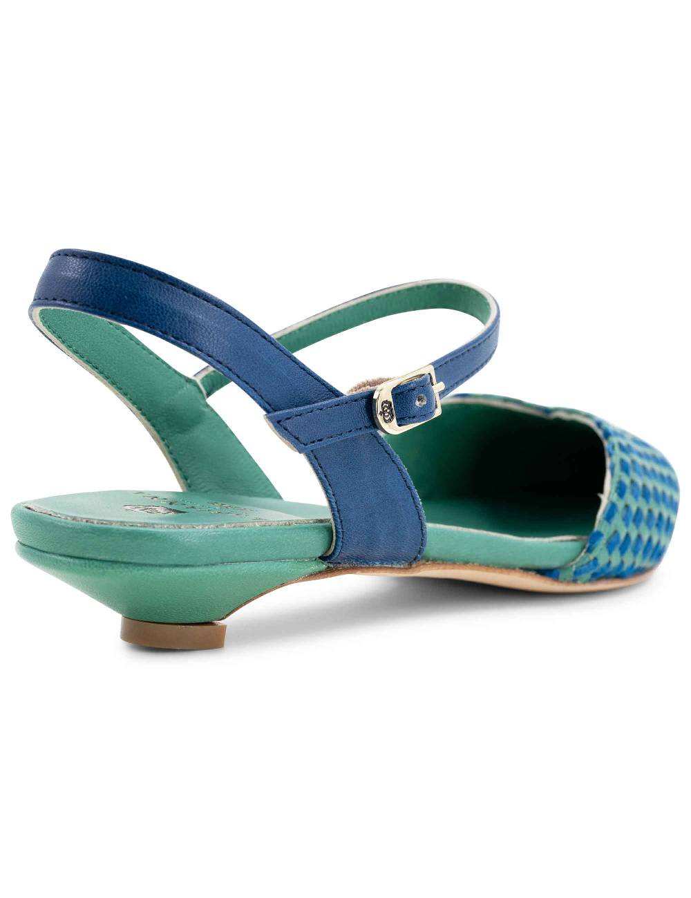L'ARIANNA Ballerine BL1488/rt da donna in pelle verde e camoscio oceano con cinturino alla caviglia L'Arianna Limitato a 3 giorni
