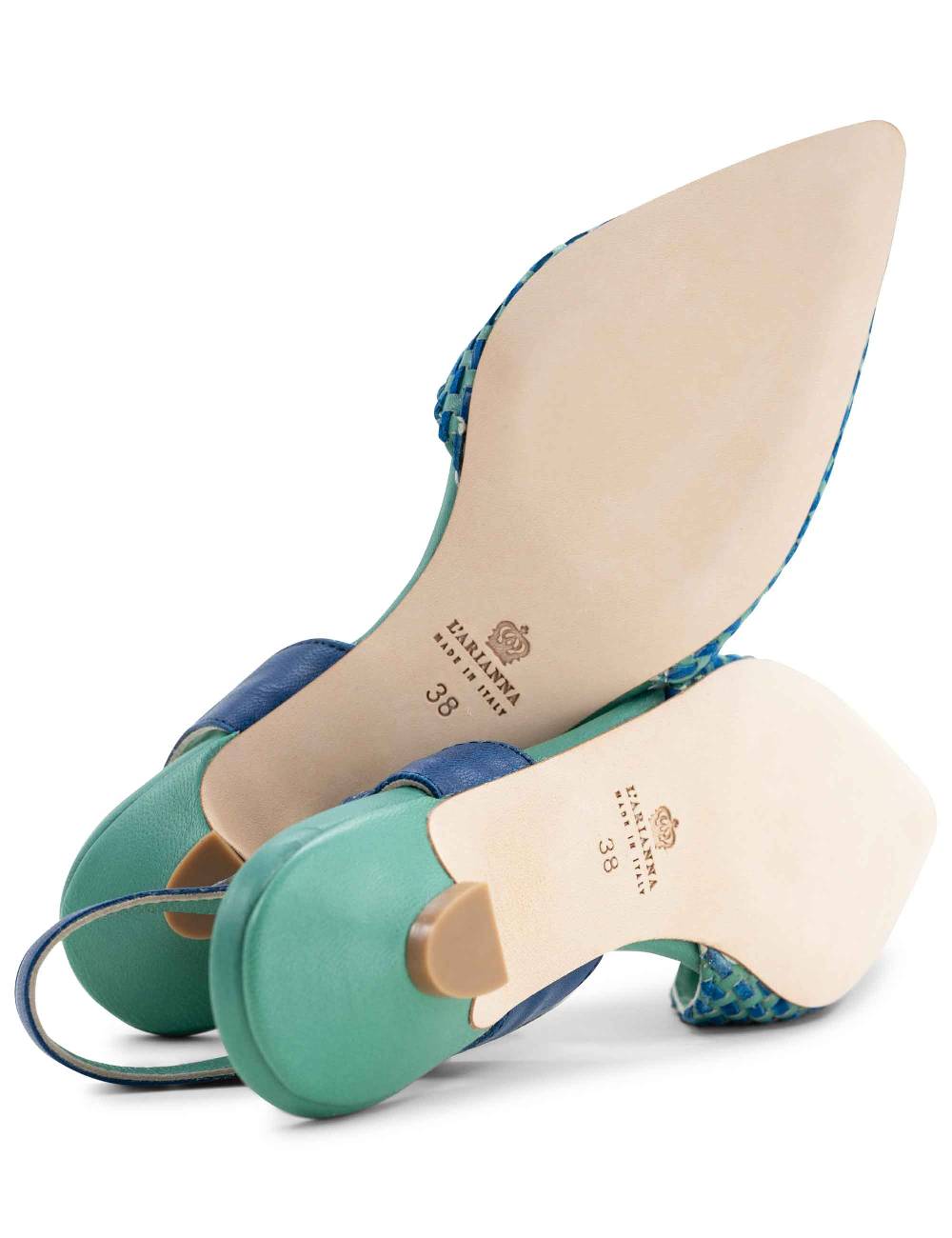L'ARIANNA Ballerine BL1488/rt da donna in pelle verde e camoscio oceano con cinturino alla caviglia L'Arianna Limitato a 3 giorni