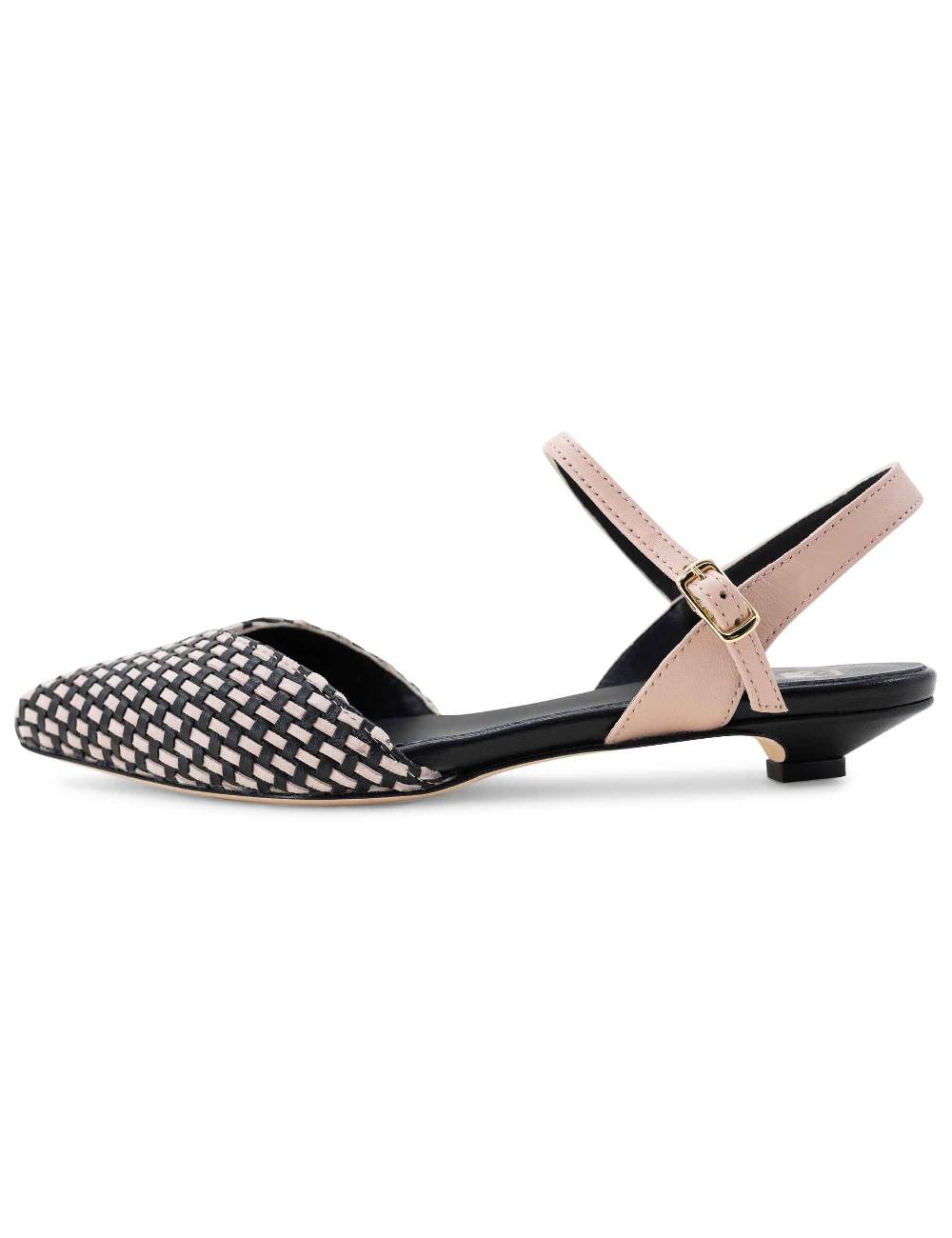 L'ARIANNA Ballerine BL1488/rt da donna in camoscio nero e couture con cinturino alla caviglia Duty-free