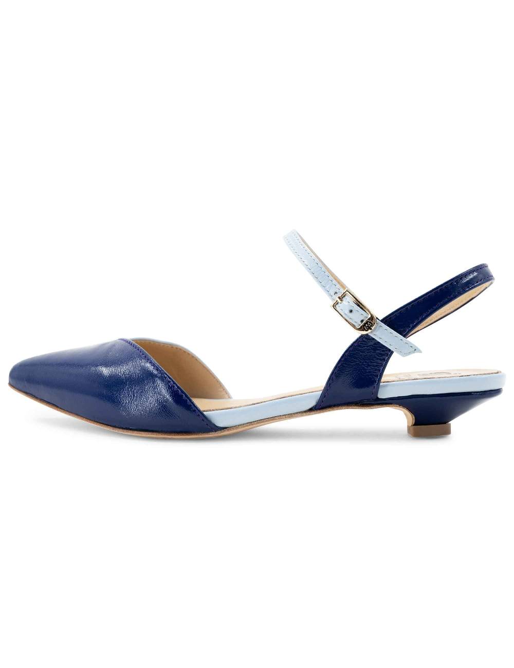 L'ARIANNA Ballerine BL1413/rt da donna in pelle blu punta chiusa con cinturino alla caviglia L'Arianna 50% di sconto per tempo limitato