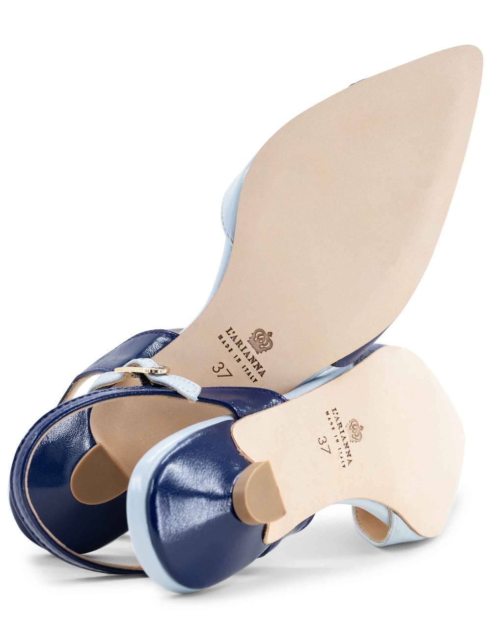 L'ARIANNA Ballerine BL1413/rt da donna in pelle blu punta chiusa con cinturino alla caviglia L'Arianna 50% di sconto per tempo limitato