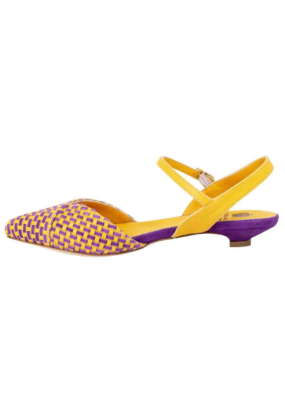 L'ARIANNA Ballerine BL1488/rt da donna in camoscio giallo e mattone con cinturino alla caviglia l'arianna Italy