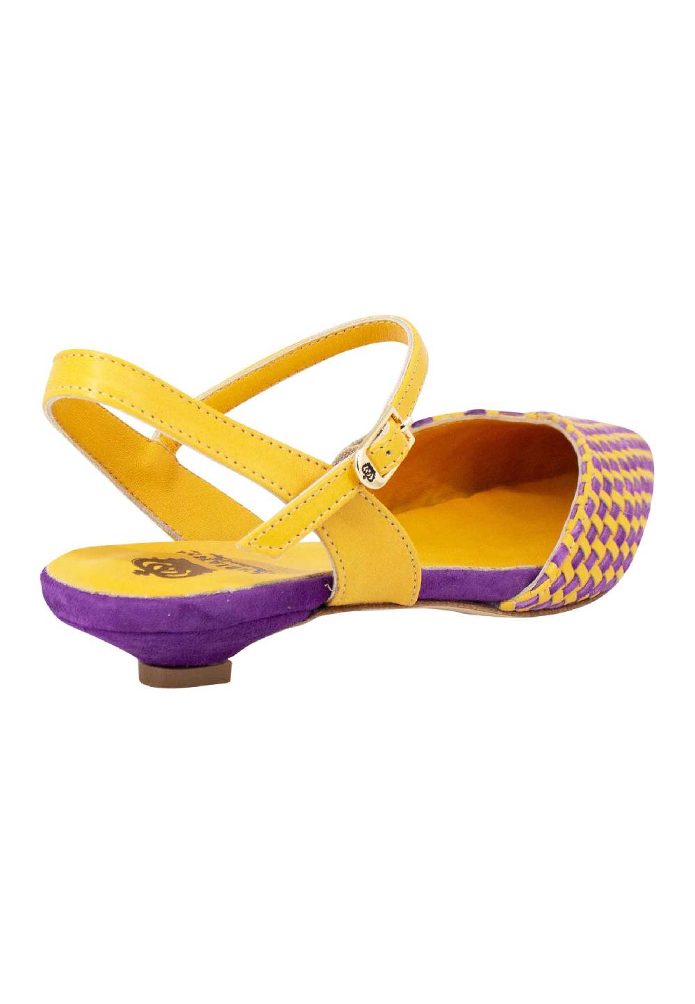 L'ARIANNA Ballerine BL1488/rt da donna in camoscio giallo e mattone con cinturino alla caviglia l'arianna Italy