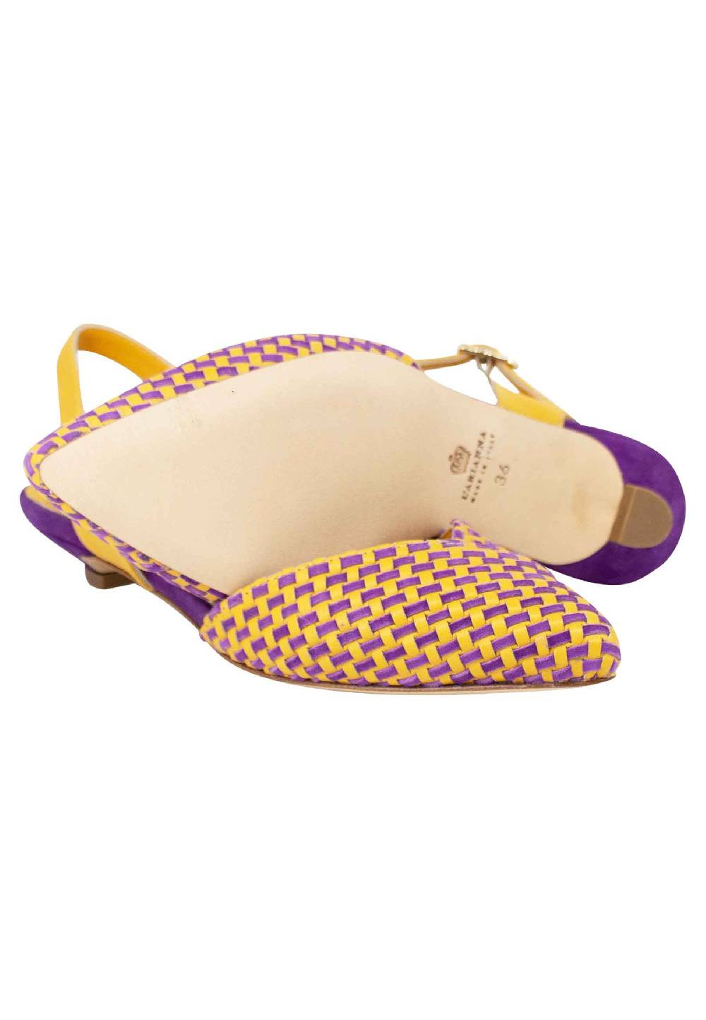 L'ARIANNA Ballerine BL1488/rt da donna in camoscio giallo e mattone con cinturino alla caviglia l'arianna Italy