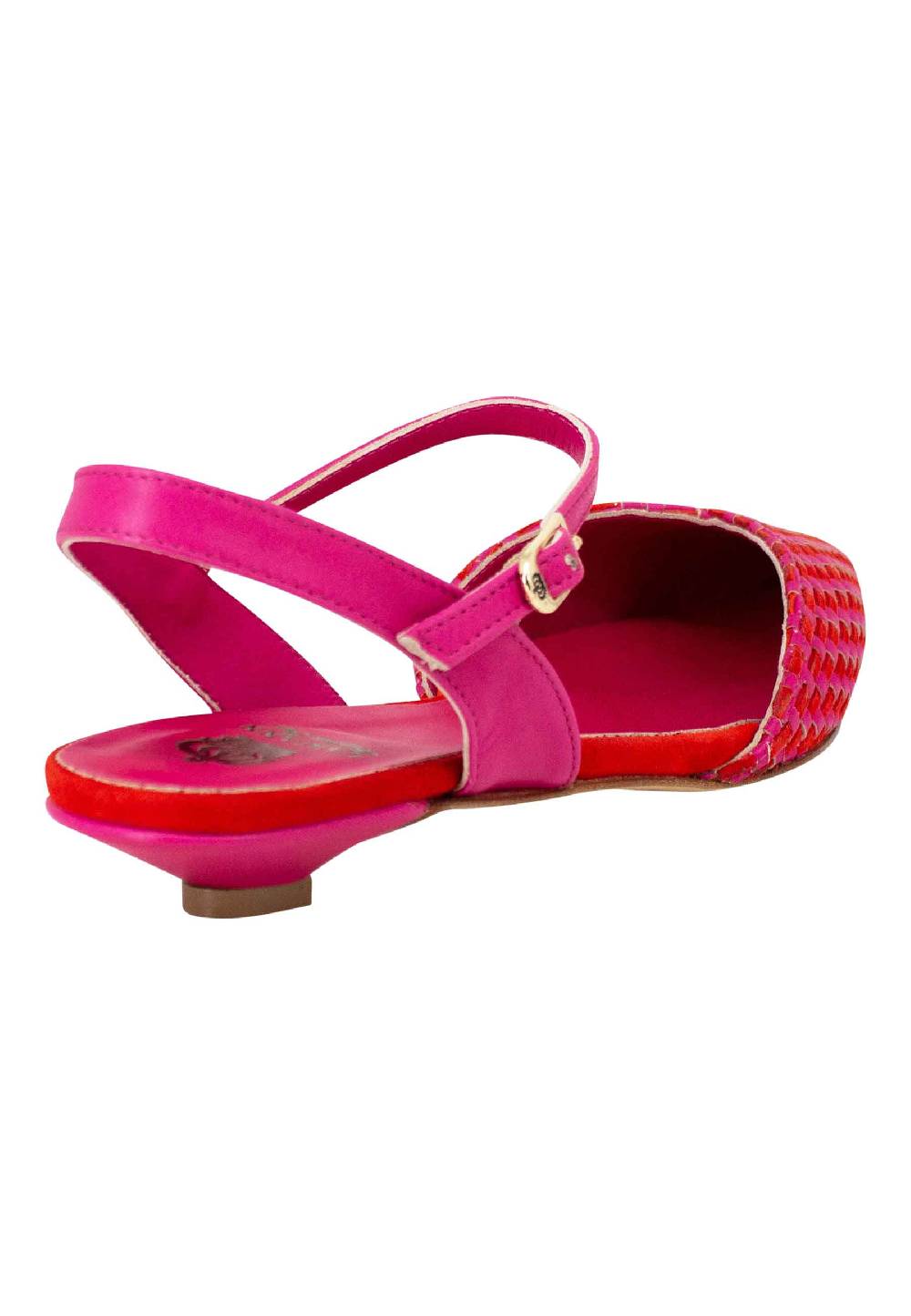 L'ARIANNA Ballerine BL1488/rt da donna in camoscio fucsia e rosso con cinturino alla caviglia Italia