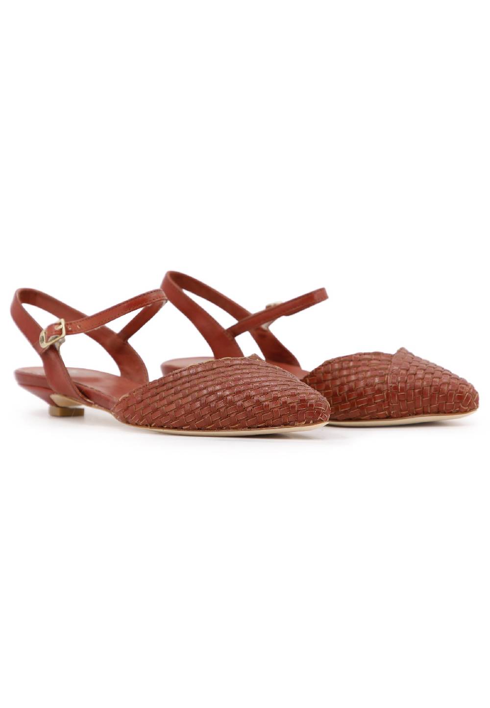 L'ARIANNA Ballerine BL1488/rt da donna in camoscio mattone con cinturino alla caviglia In Linea