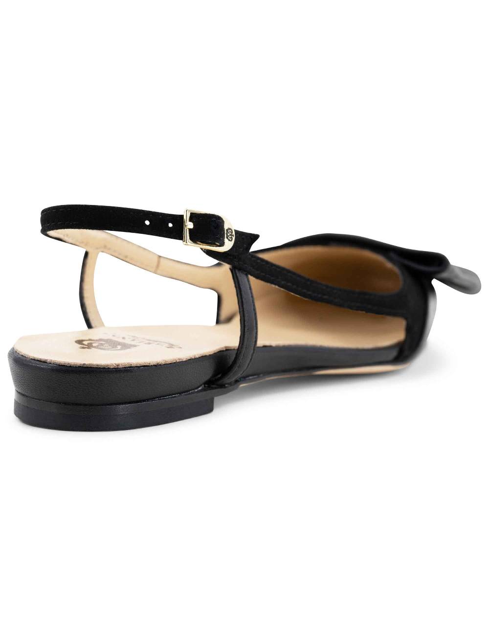 L'ARIANNA BALLERINE CH1626 IN PELLE E CAMOSCIO NERO DA DONNA CON TACCO BASSO E CINTURINO SLINGBACK L'ARIANNA Qualità