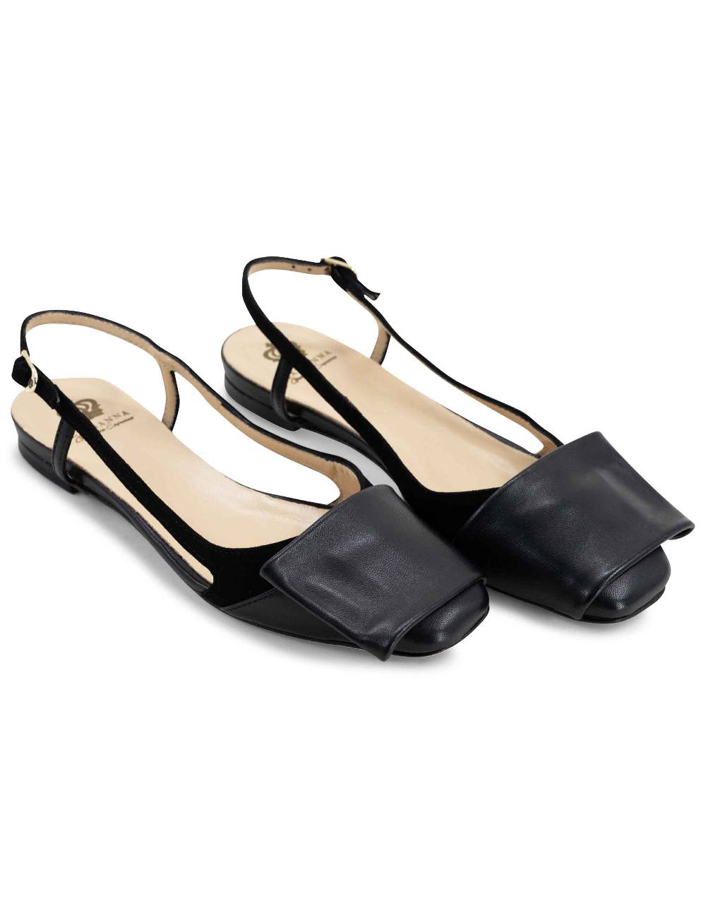 L'ARIANNA BALLERINE CH1626 IN PELLE E CAMOSCIO NERO DA DONNA CON TACCO BASSO E CINTURINO SLINGBACK L'ARIANNA Qualità