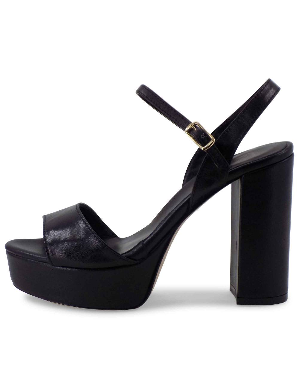 L'ARIANNA Sandali DS1610 donna in pelle nera con tacco alto e plateau rivestiti tono su tono Pezzi Unici