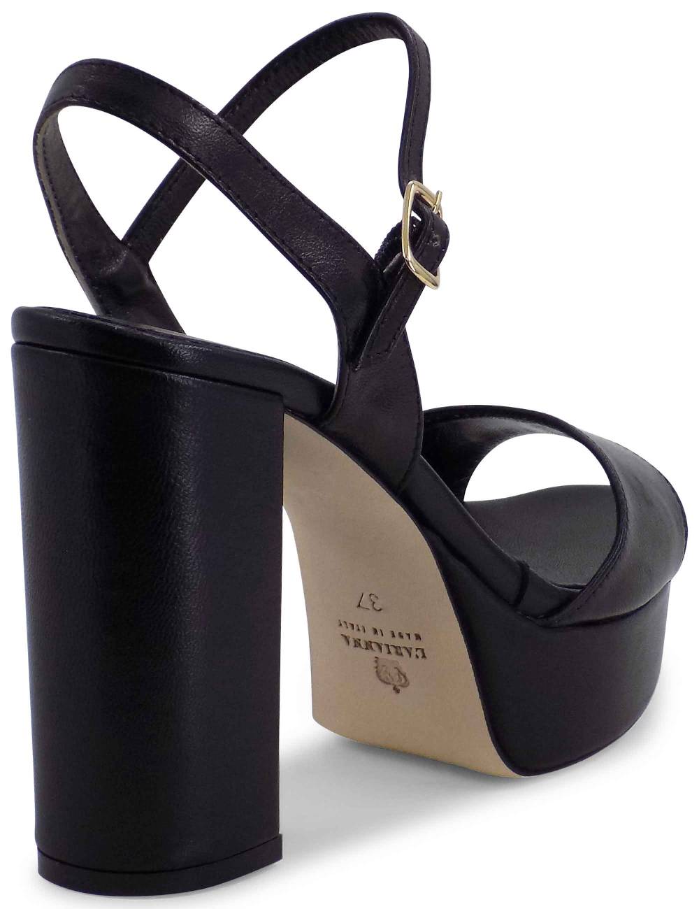 L'ARIANNA Sandali DS1610 donna in pelle nera con tacco alto e plateau rivestiti tono su tono Pezzi Unici