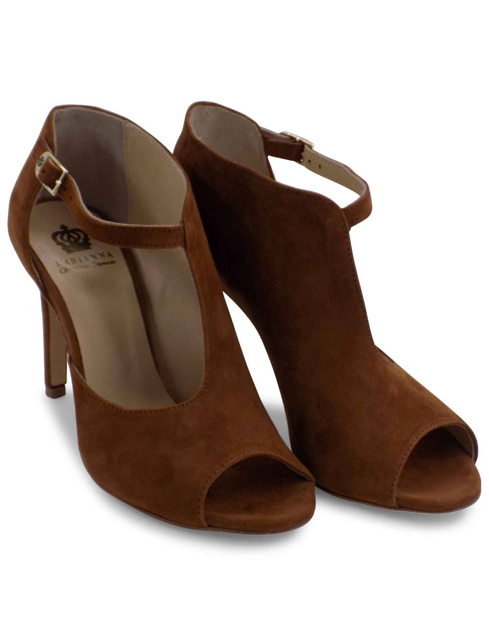 L'ARIANNA sandali open toe sp8000 donna in camoscio color cuoio tacco alto Acquista Ora