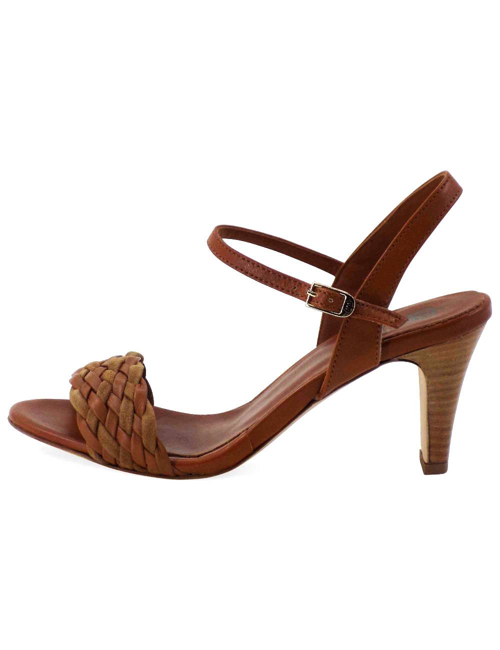 L'ARIANNA Sandali Ds1733/c donna in cuoio con cinturino alla caviglia e fascia intrecciata anteriore in cuoio e camoscio Consegna Veloce
