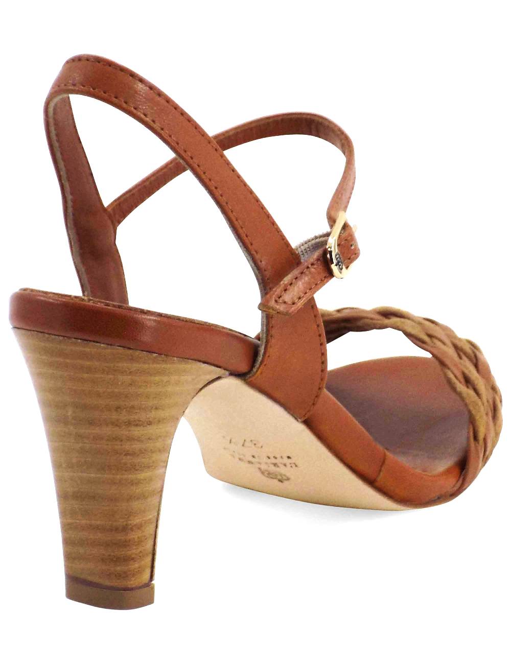 L'ARIANNA Sandali Ds1733/c donna in cuoio con cinturino alla caviglia e fascia intrecciata anteriore in cuoio e camoscio Consegna Veloce