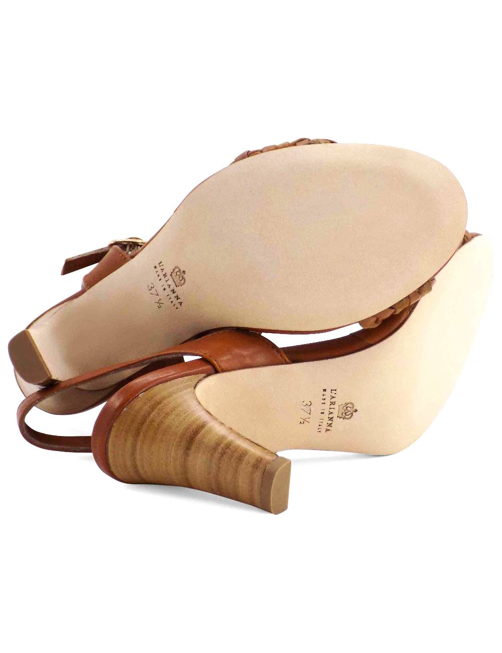 L'ARIANNA Sandali Ds1733/c donna in cuoio con cinturino alla caviglia e fascia intrecciata anteriore in cuoio e camoscio Consegna Veloce