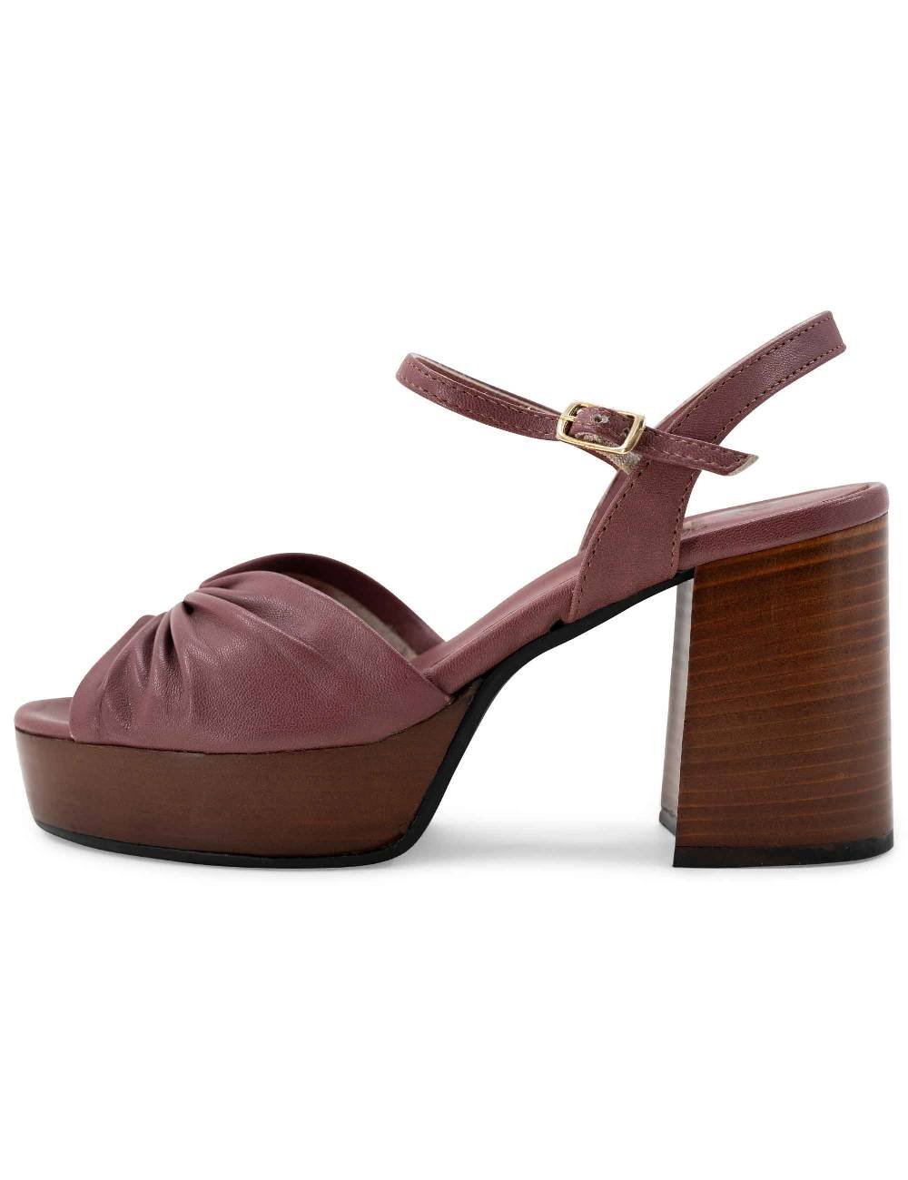 L'ARIANNA Sandali ds1648 da donna in pelle couture con tacco e plateau in cuoio L'Arianna Promozione Limitata