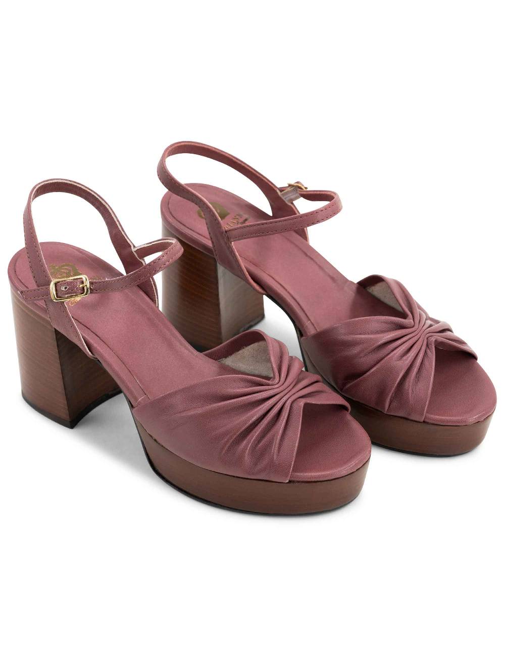 L'ARIANNA Sandali ds1648 da donna in pelle couture con tacco e plateau in cuoio L'Arianna Promozione Limitata