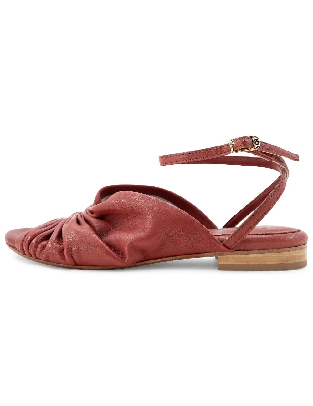 L'ARIANNA sandalo sp1512 da donna in pelle color mattone, plissè e laccio alla caviglia Fino Al -60%