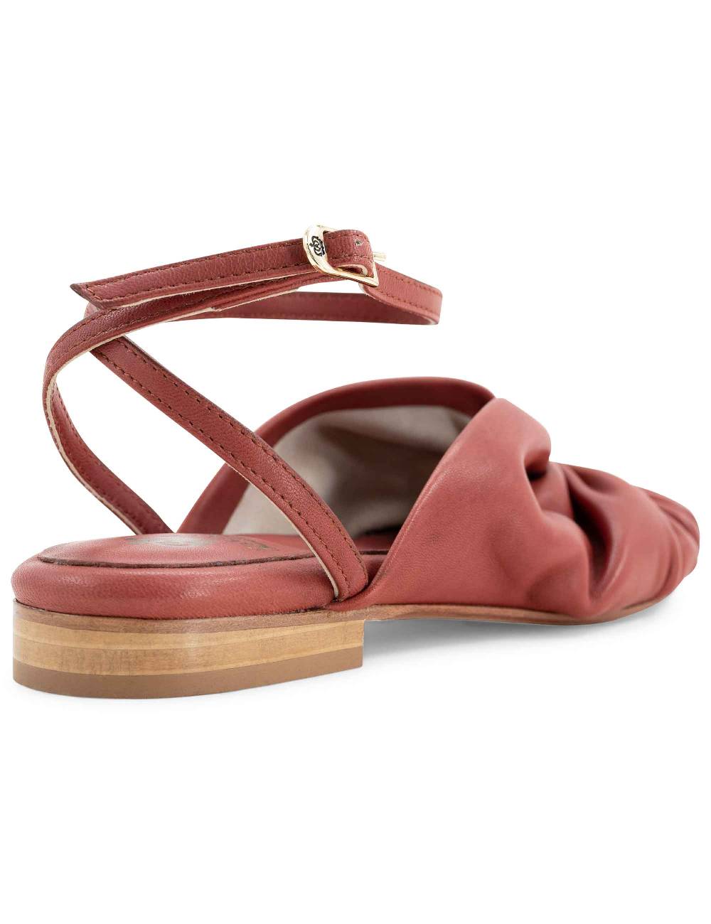L'ARIANNA sandalo sp1512 da donna in pelle color mattone, plissè e laccio alla caviglia Fino Al -60%