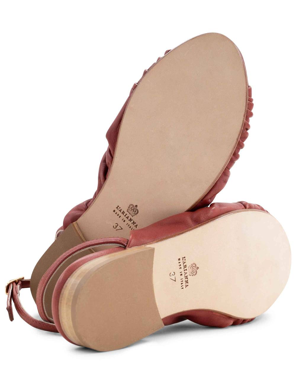 L'ARIANNA sandalo sp1512 da donna in pelle color mattone, plissè e laccio alla caviglia Fino Al -60%