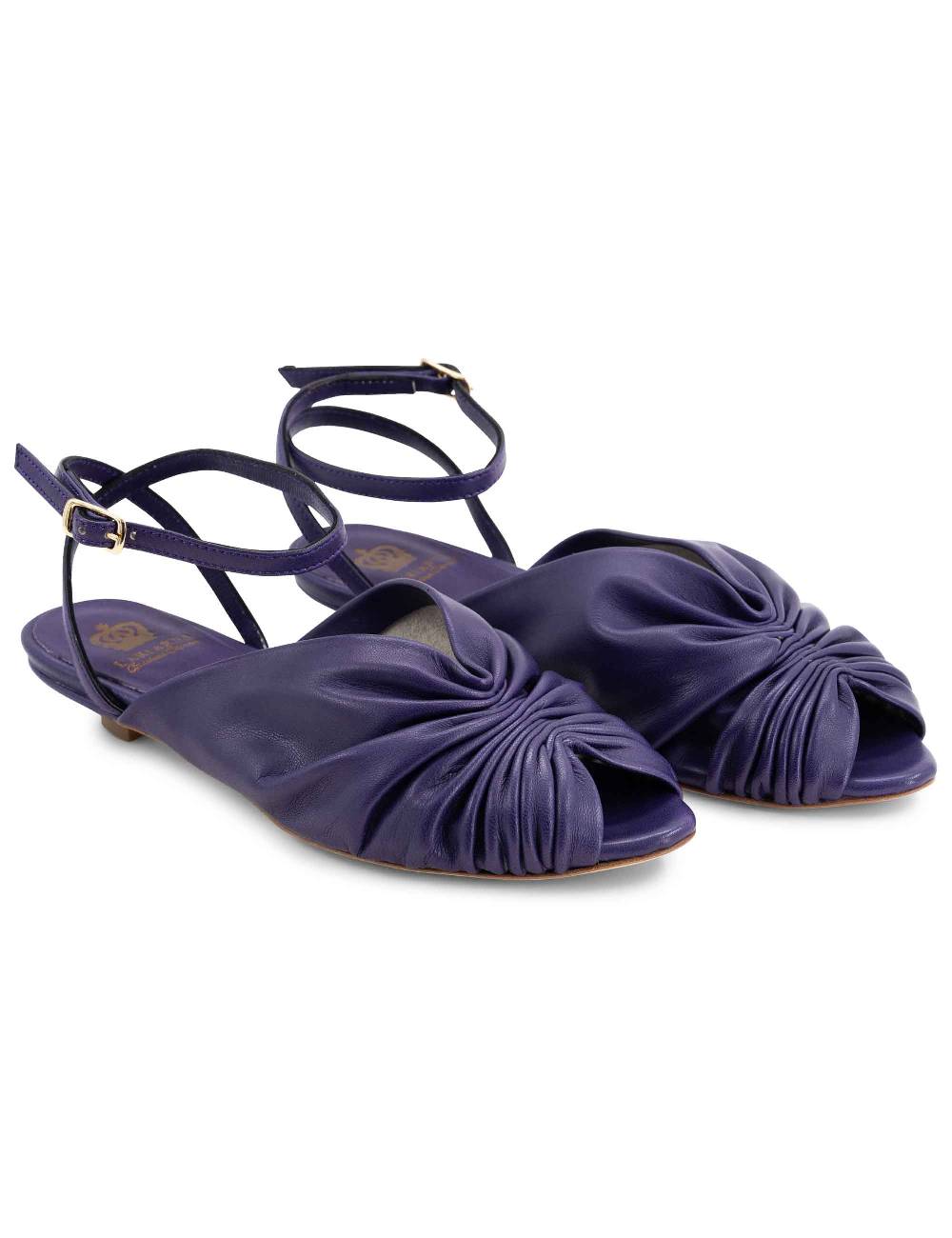 L'ARIANNA sandalo sp1596 da donna in pelle color viola plissè e cintuirno alla caviglia Shopping Online