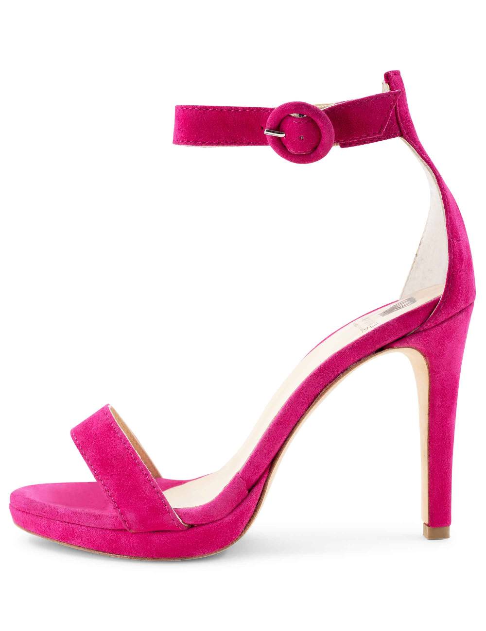 L'ARIANNA Sandali DS7016 donna in camoscio fucsia tacco alto e cinturino alla caviglia Affare Del Giorno