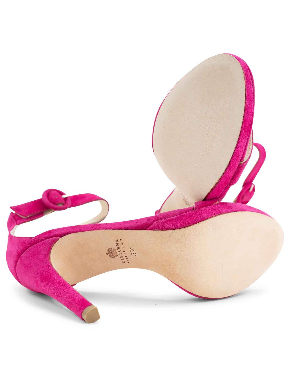 L'ARIANNA Sandali DS7016 donna in camoscio fucsia tacco alto e cinturino alla caviglia Affare Del Giorno