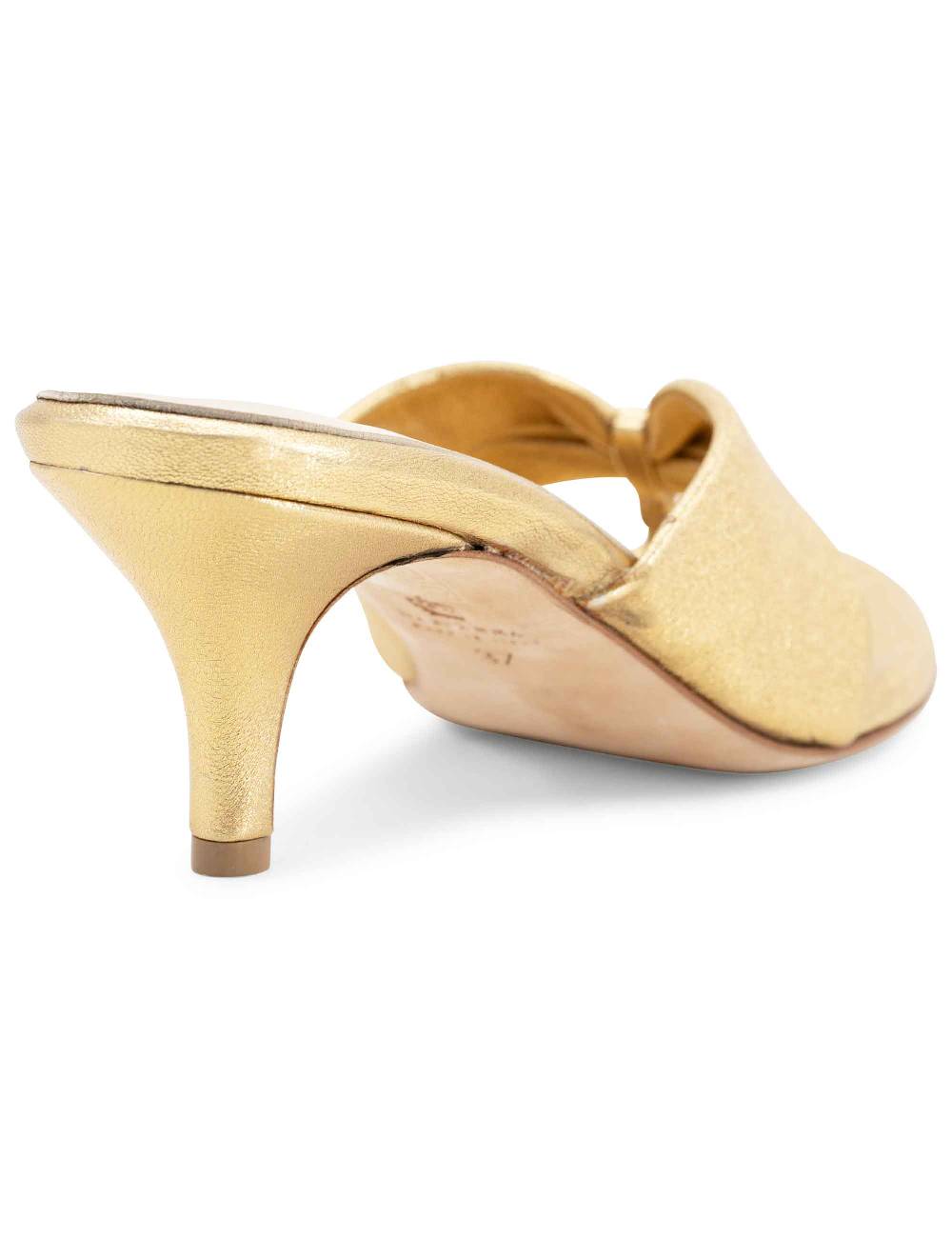 L'ARIANNA Sandali ds7048 donna in pelle lamin oro con tacco basso Prezzo Ridotto