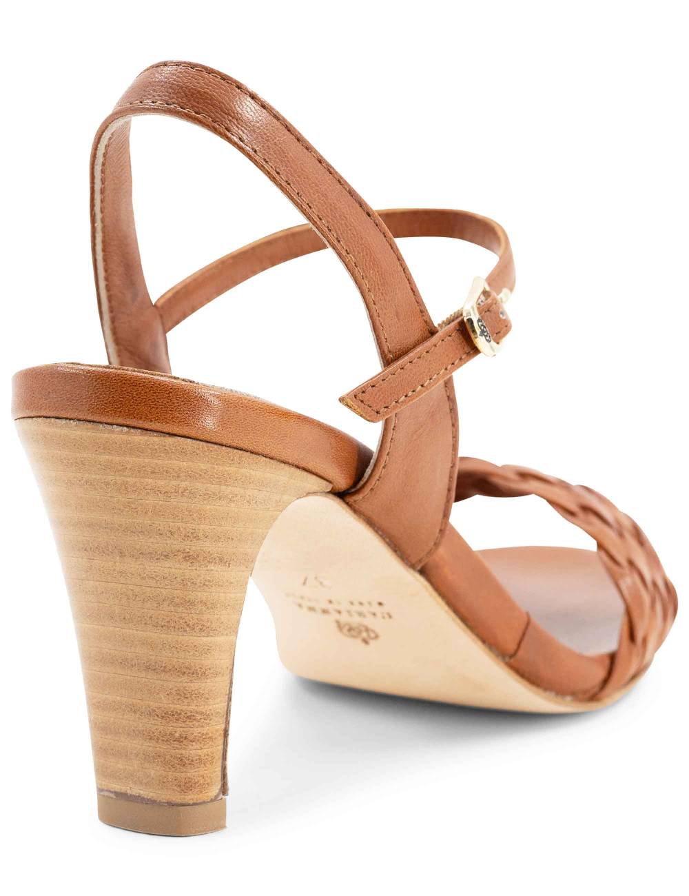 L'ARIANNA Sandali Ds1733/c donna in cuoio con cinturino alla caviglia e fascia intrecciata anteriore Sottocosto