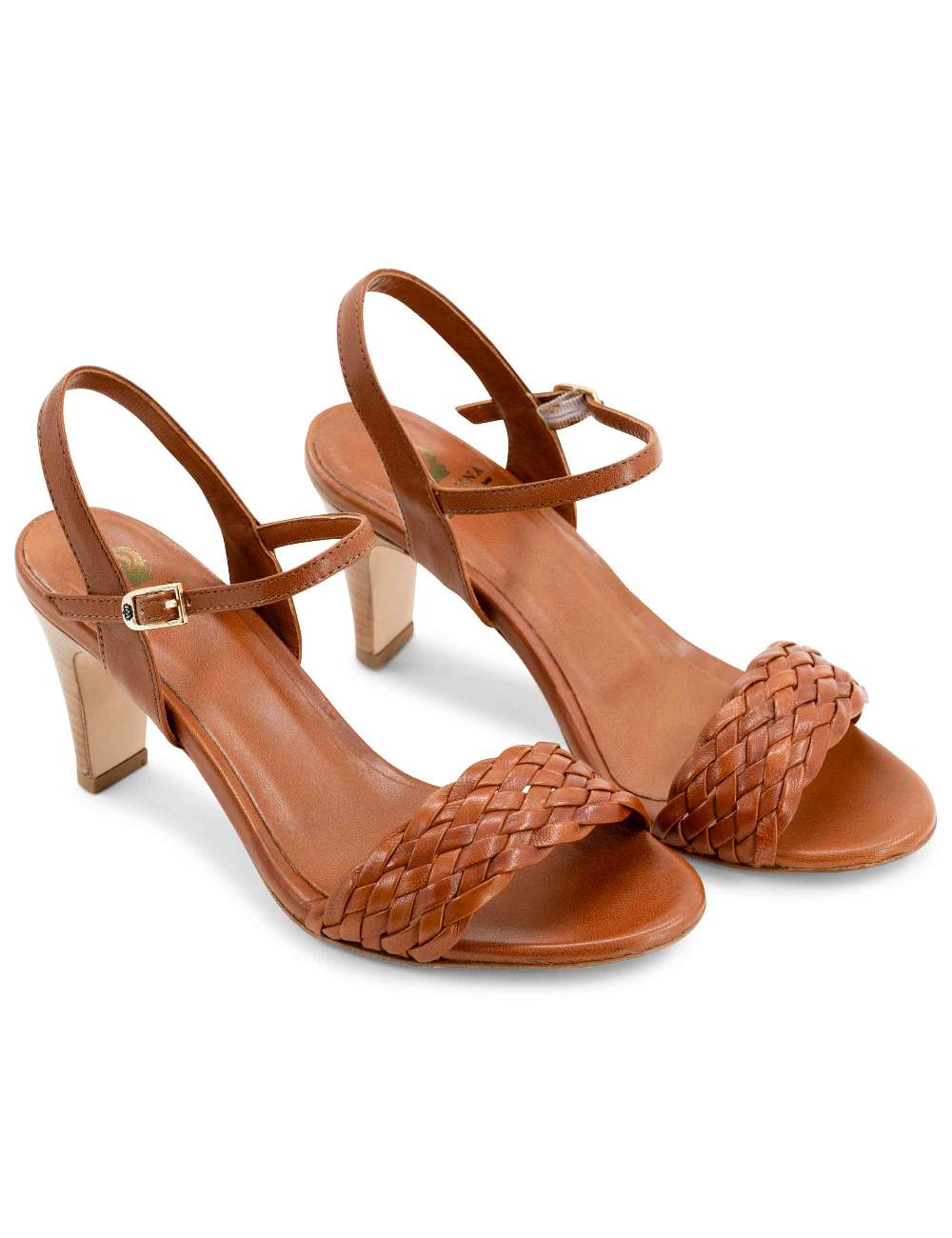 L'ARIANNA Sandali Ds1733/c donna in cuoio con cinturino alla caviglia e fascia intrecciata anteriore Sottocosto