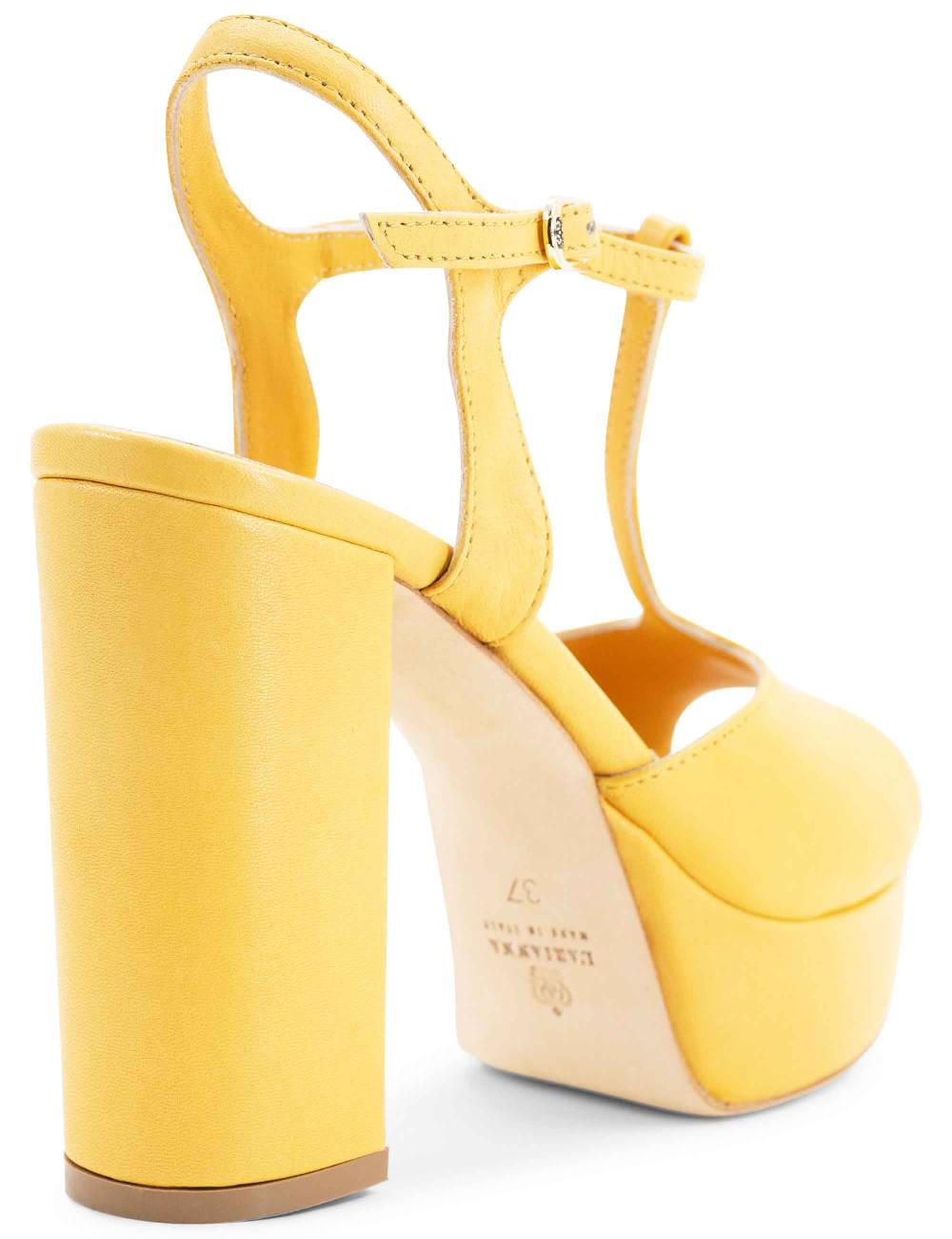 L'ARIANNA Sandali ds7010 donna in pelle color giallo con cinturino tacco alto e plateau Convenienza