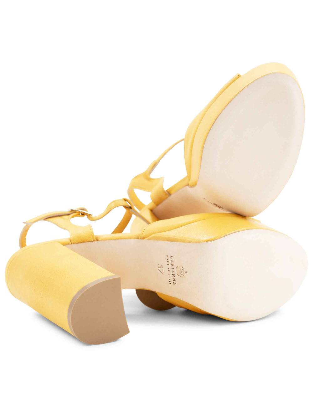 L'ARIANNA Sandali ds7010 donna in pelle color giallo con cinturino tacco alto e plateau Convenienza