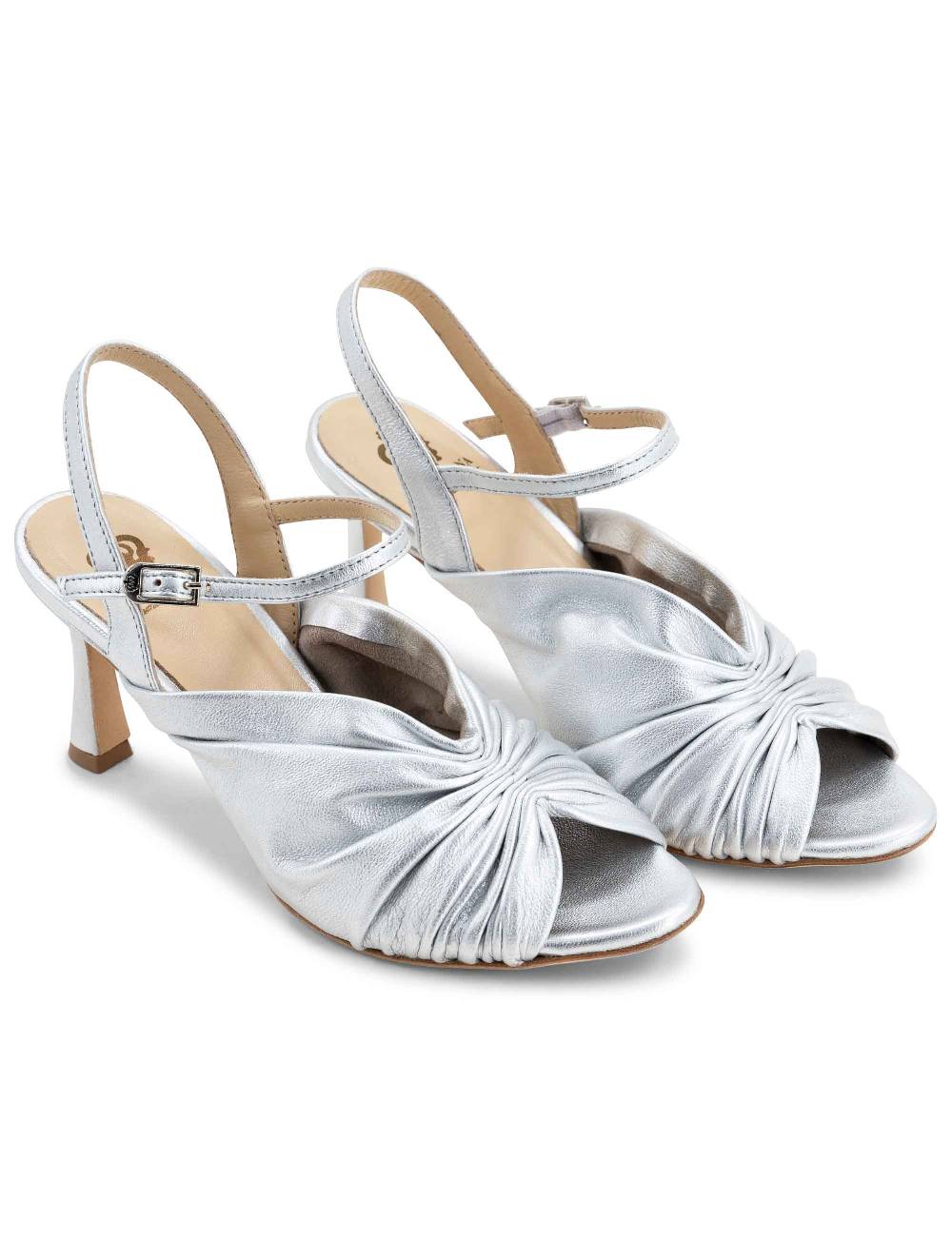 L'ARIANNA Sandali ds1535/rt donna in pelle argento con suola in cuoio Offerta