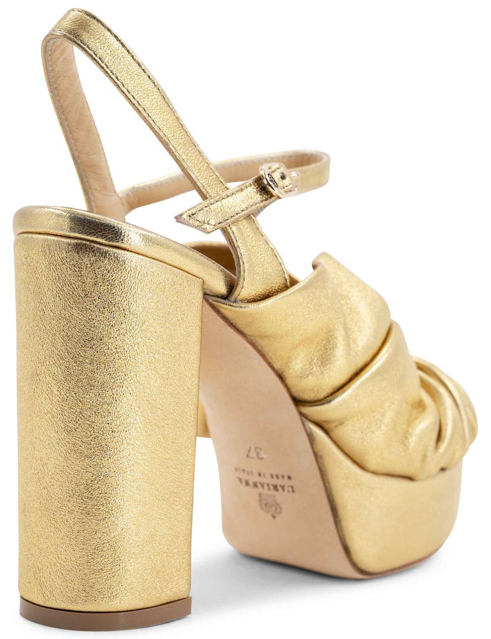 L'ARIANNA Sandali DS1609 donna in pelle laminata oro con tacco alto e plateau In Vendita
