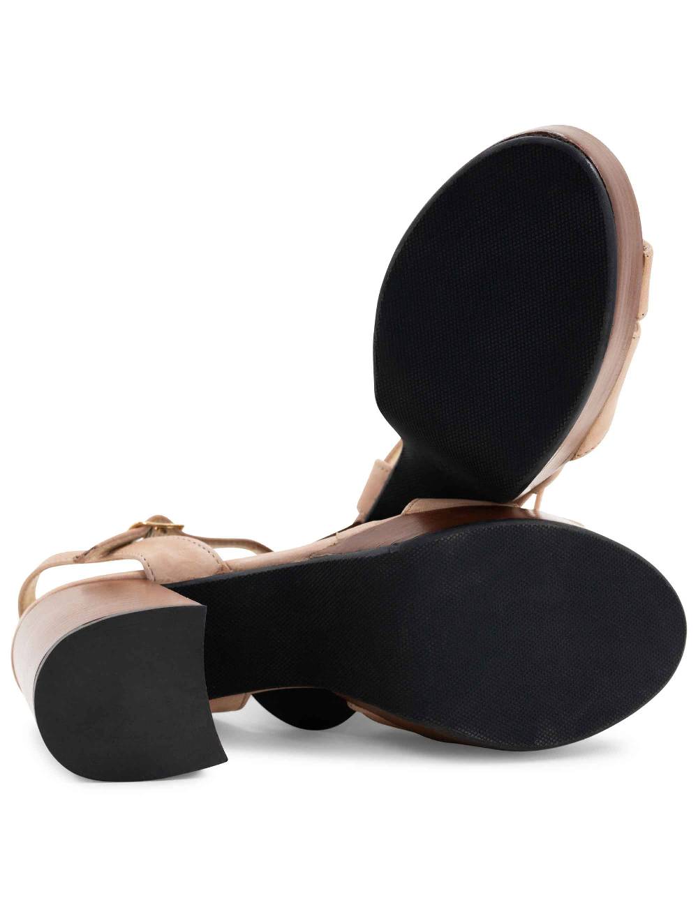 L'ARIANNA Sandali DS1639 donna in pelle nude con cinturino e tacco e plateau in cuoio Saldi