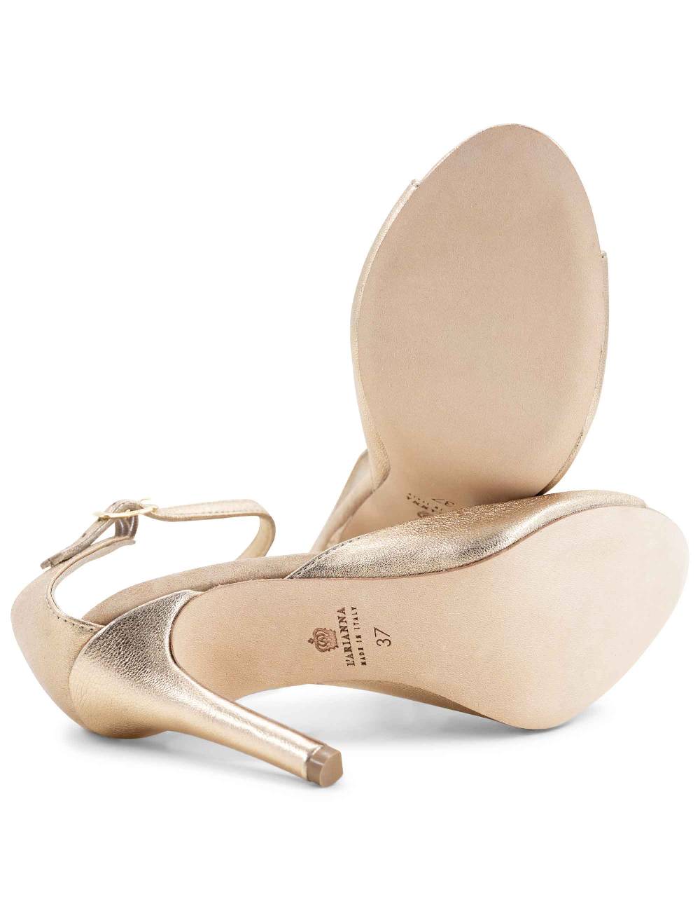 L'ARIANNA Sandali DS1518 donna in pelle laminata nude con tacco alto e cinturino alla caviglia L'Arianna Hotsell