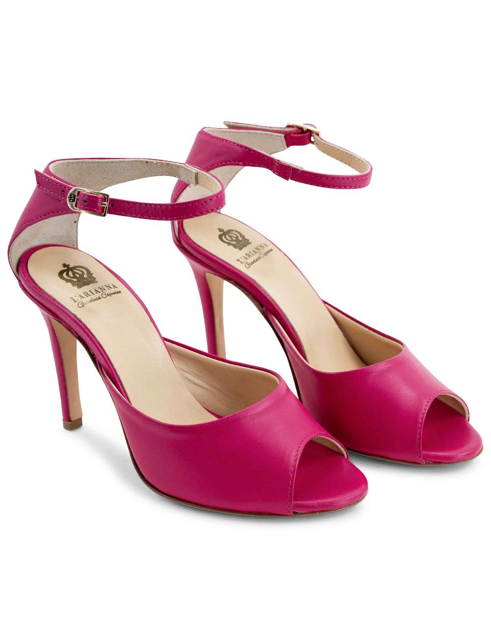 L'ARIANNA Sandali DS1518 donna in pelle fucsia con tacco alto e cinturino alla caviglia L'Arianna Vendita Calda