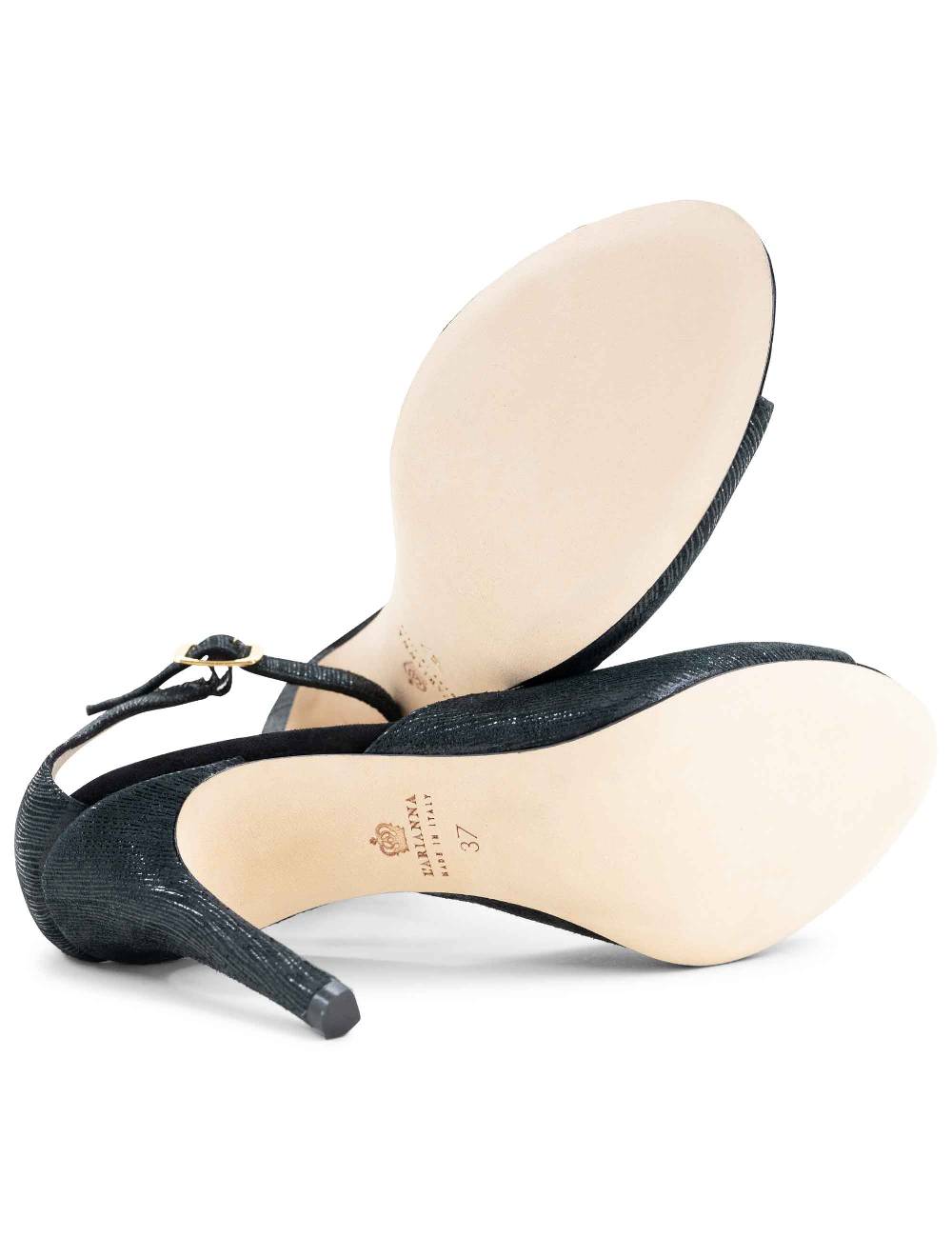 L'ARIANNA Sandali DS1518 donna in camoscio nero e lucry nero con tacco alto e cinturino alla caviglia L'Arianna Vendite Flash