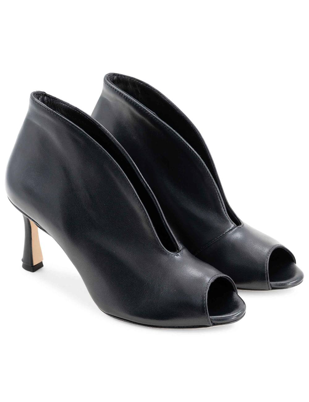 L'ARIANNA tronchetti sp8004 open toe donna in pelle nera con tacco alto Nuova