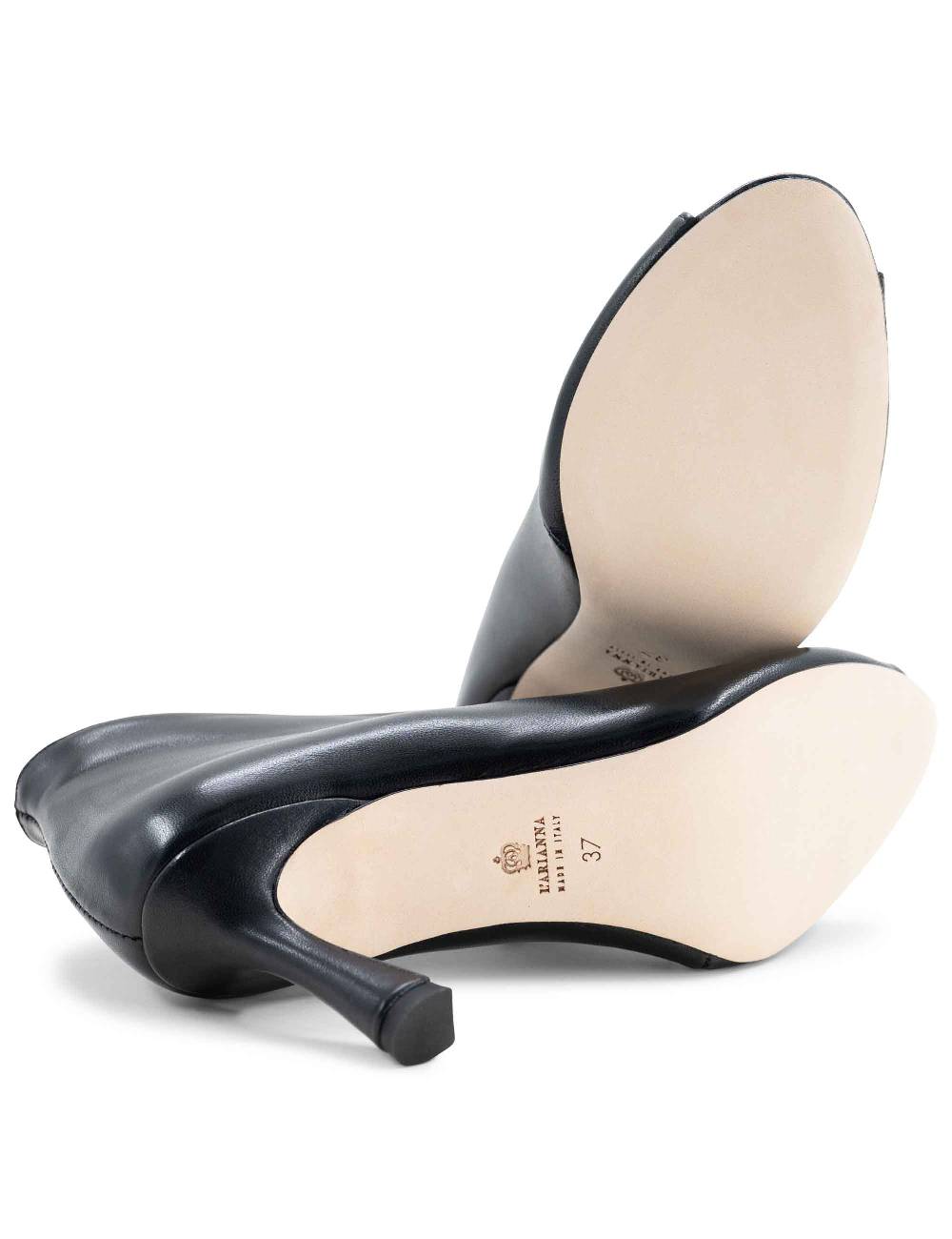 L'ARIANNA tronchetti sp8004 open toe donna in pelle nera con tacco alto Nuova