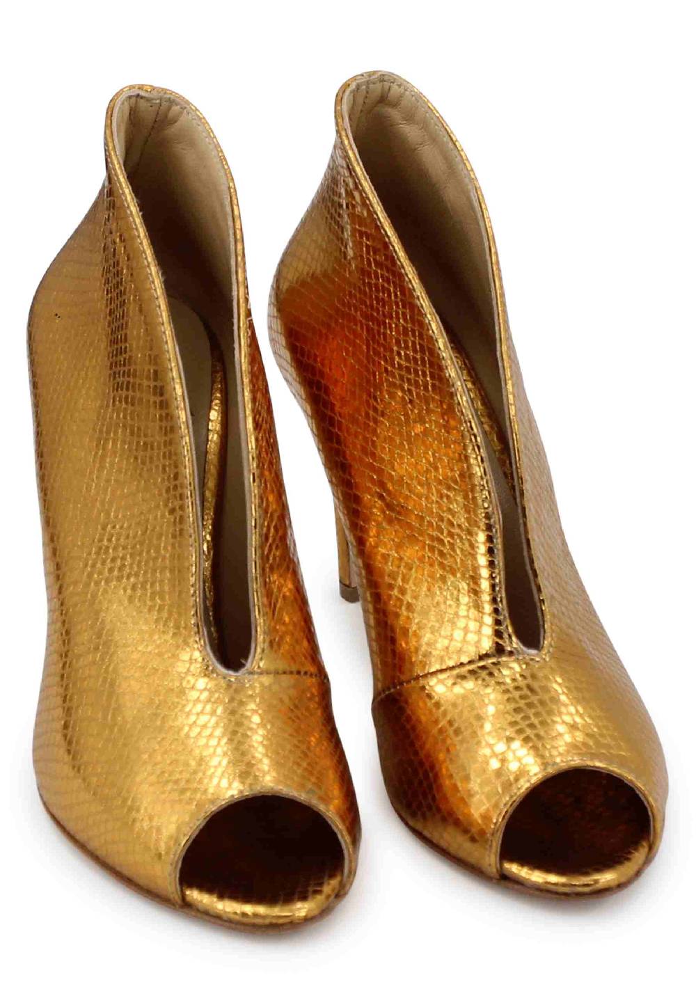 L'ARIANNA tronchetto SP8004 open toe donna in pelle laminata oro tacco alto Sconto di tempo limitato