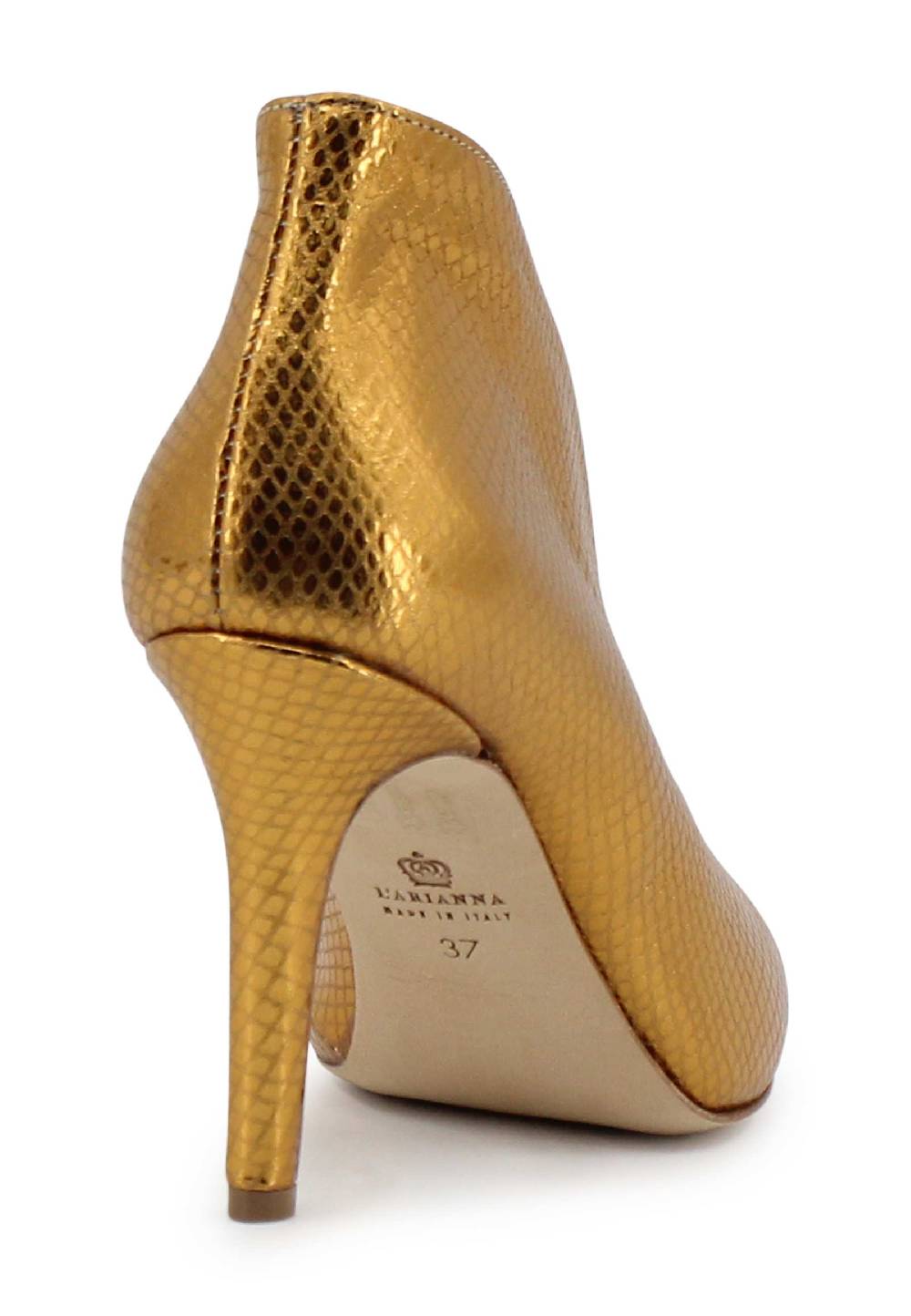 L'ARIANNA tronchetto SP8004 open toe donna in pelle laminata oro tacco alto Sconto di tempo limitato