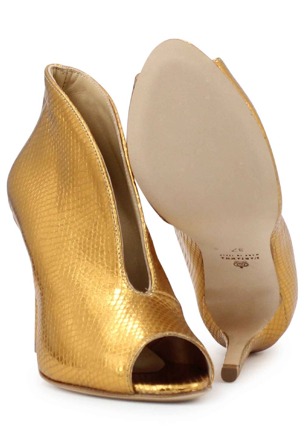 L'ARIANNA tronchetto SP8004 open toe donna in pelle laminata oro tacco alto Sconto di tempo limitato