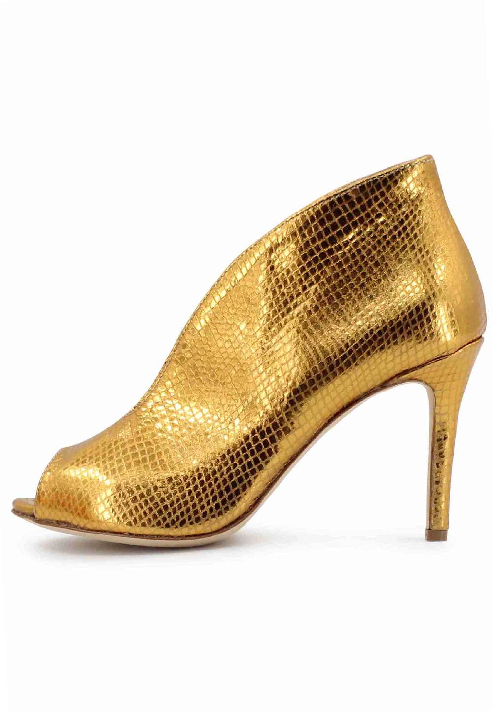 L'ARIANNA tronchetto SP8004 open toe donna in pelle laminata oro tacco alto Sconto di tempo limitato