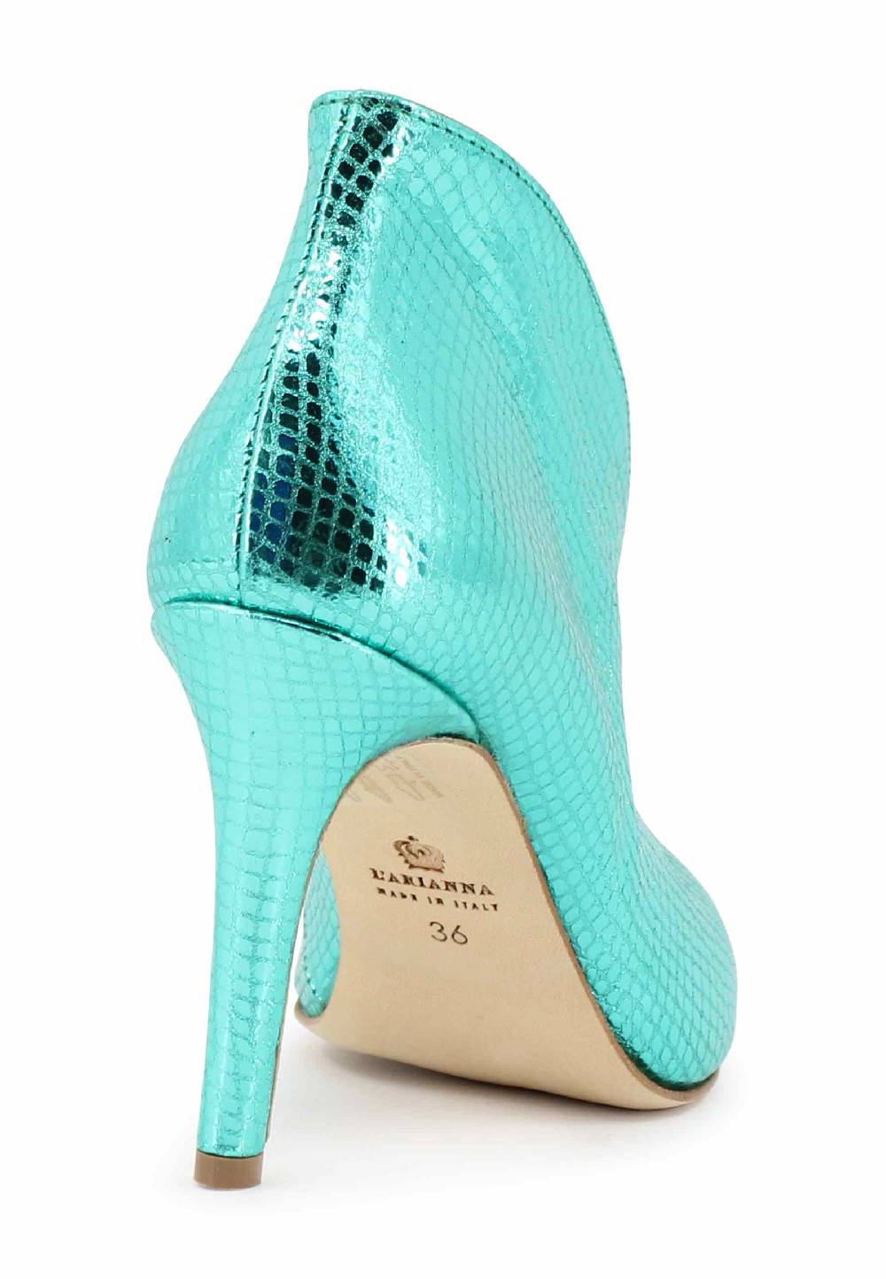 L'ARIANNA tronchetto SP8004 open toe donna in pelle laminata verde tacco alto Negozio online di fabbrica