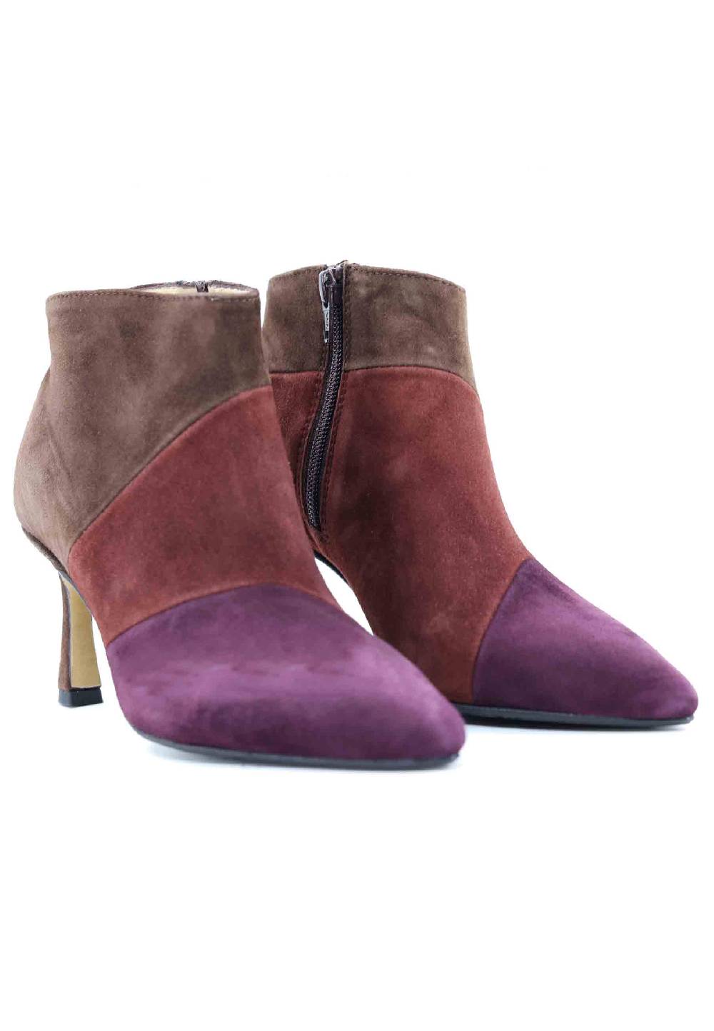 L'ARIANNA Stivaletti TR1672/RT in camoscio tre colori con tacco alto Offerta speciale