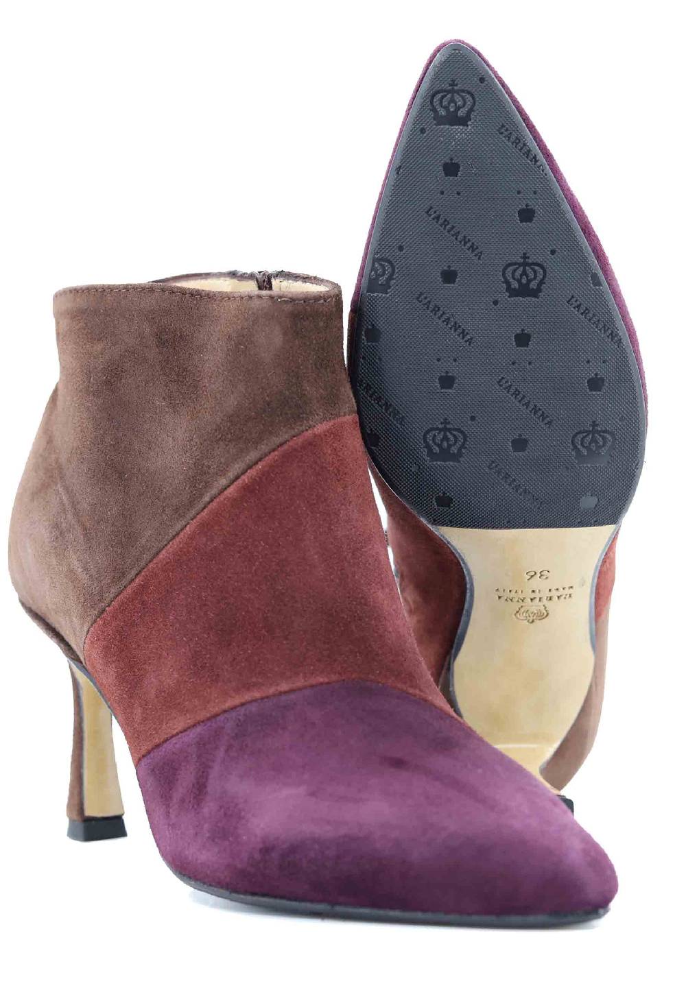 L'ARIANNA Stivaletti TR1672/RT in camoscio tre colori con tacco alto Offerta speciale