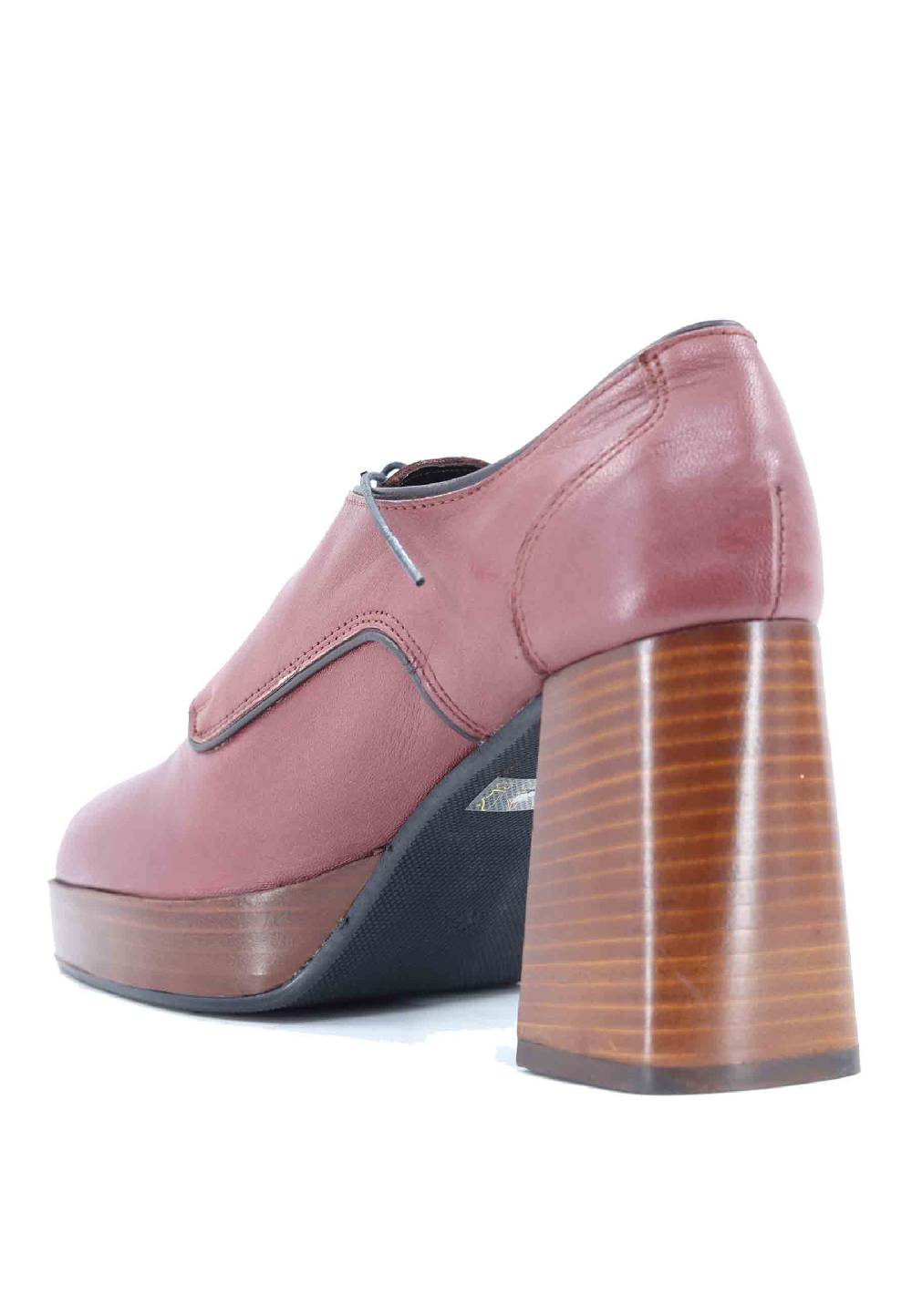 L'ARIANNA Stringate AL1700 donna in pelle rosa antico con tacco e plateau in cuoio Comprare a buon mercato